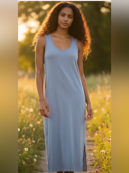 Pact Dresses & Skirts - Pact Gray-Blue Organic Cotton Tank Maxi Dress Small